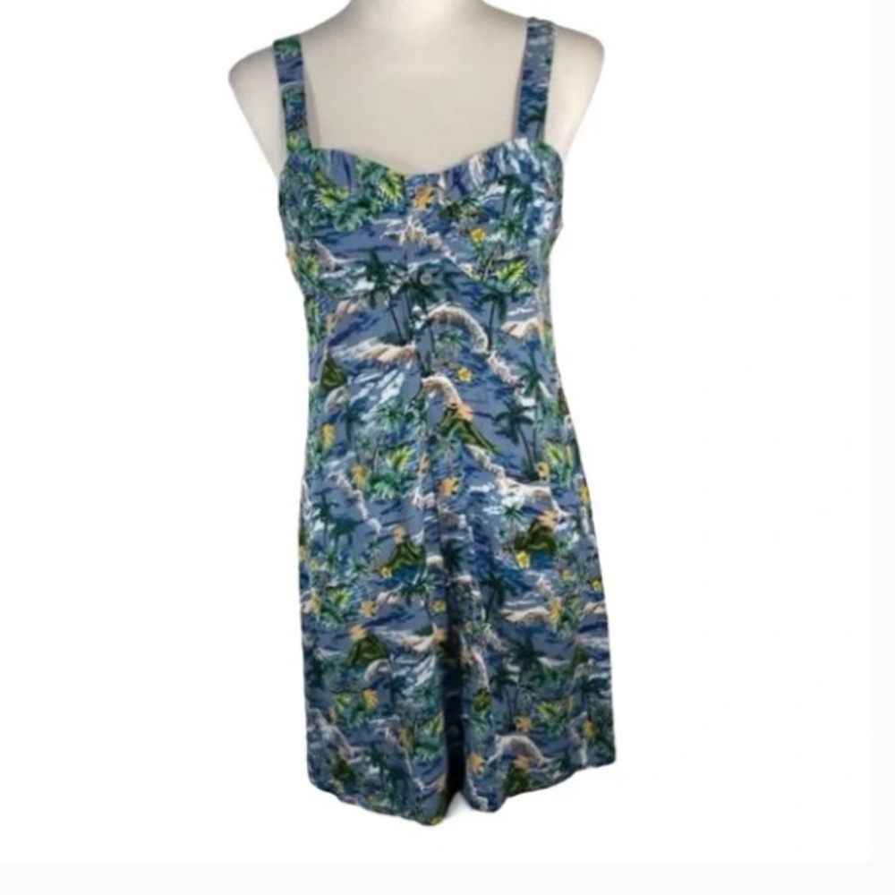 Floral Sweetheart Neck Button Down Adjustable Strap Sun Dress S - Picture 2 of 2